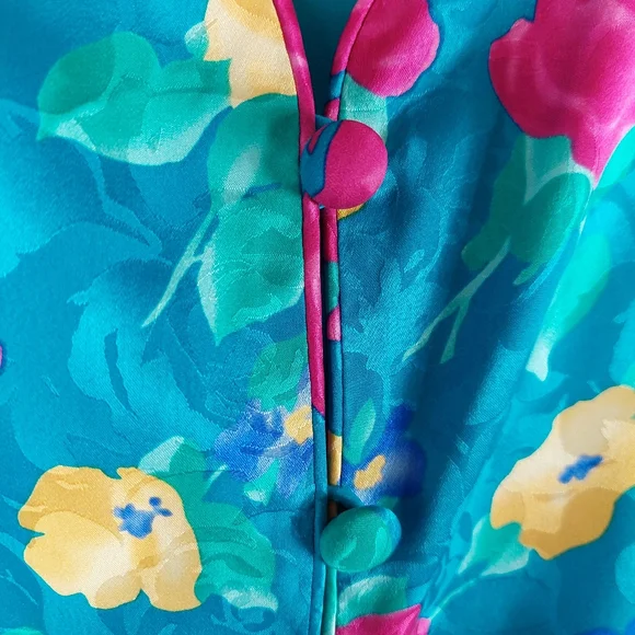 Adrianna Papell Vintage Safe Silk 100% Floral Boho Silk Two Piece Maxi S…